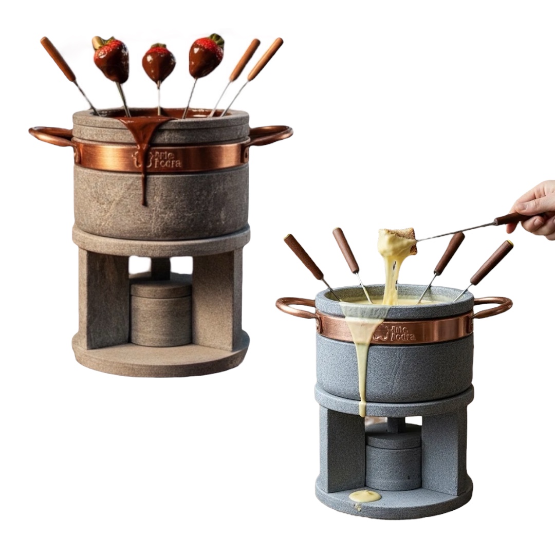 Jogo com 2 Fondue 500ml e 800ml em Pedra Sabão