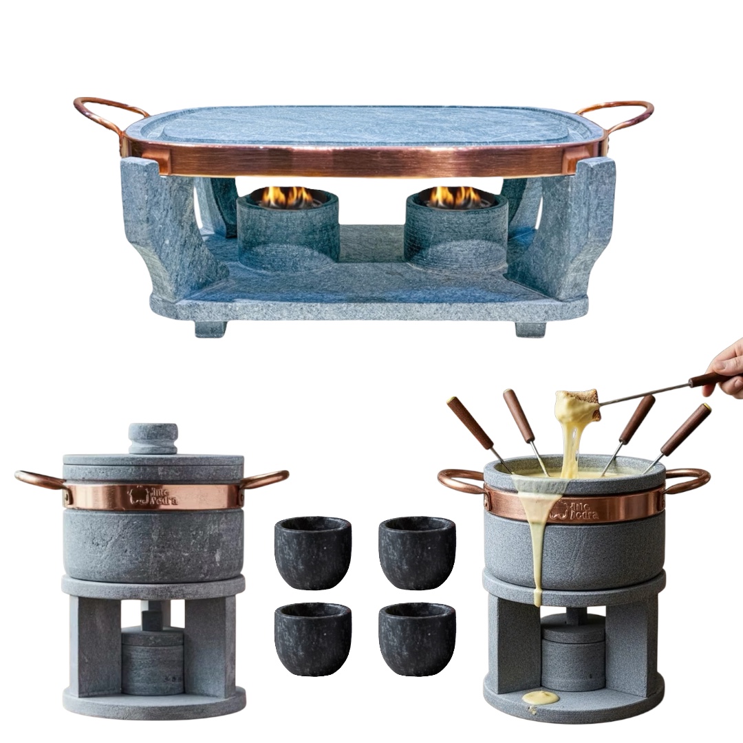 Churrasqueira Chapa Churrasco + 2 Fondue 800ml + 4 Ramekins Tigelas