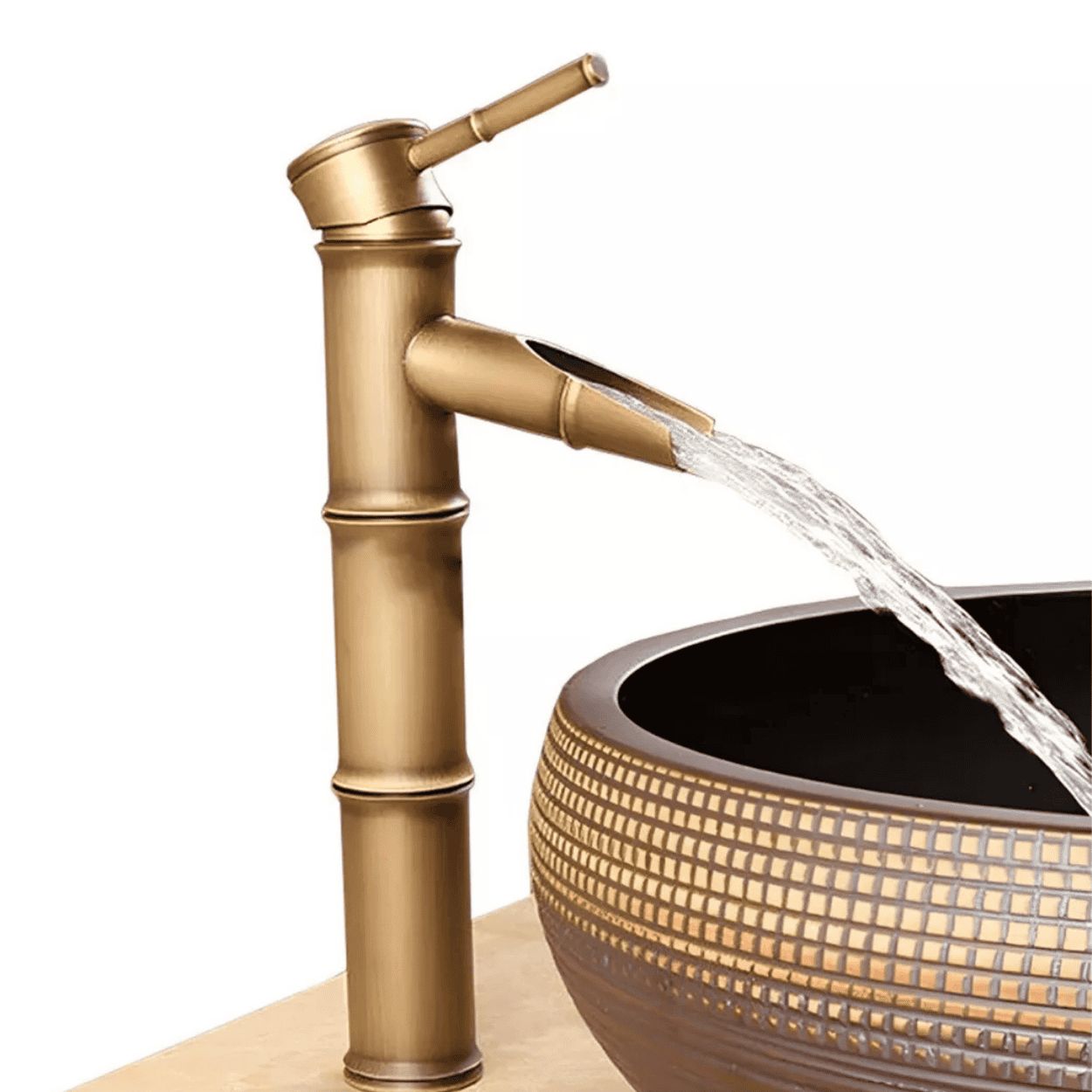 Torneira Bambu Bronze Antigo Vintage Retrô Quente-fria